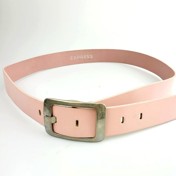 Express Accessories - EXPRESS Pink Genuine Leather Belt MEDIUM Gold Buckle Hardware Made in ITALY